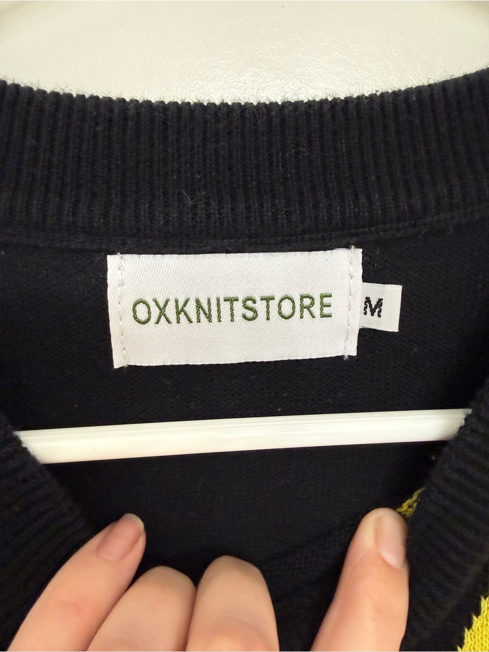OXKnit Black Short-Sleeve Sweater Top with Rainbow Lightning Bolt - Picture 4 of 4